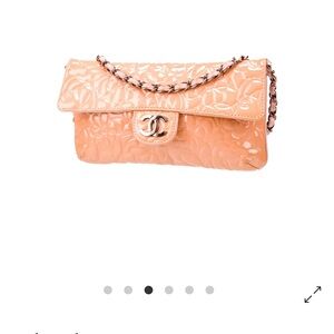 Chanel Patent Camellia Flap Pochette Bag